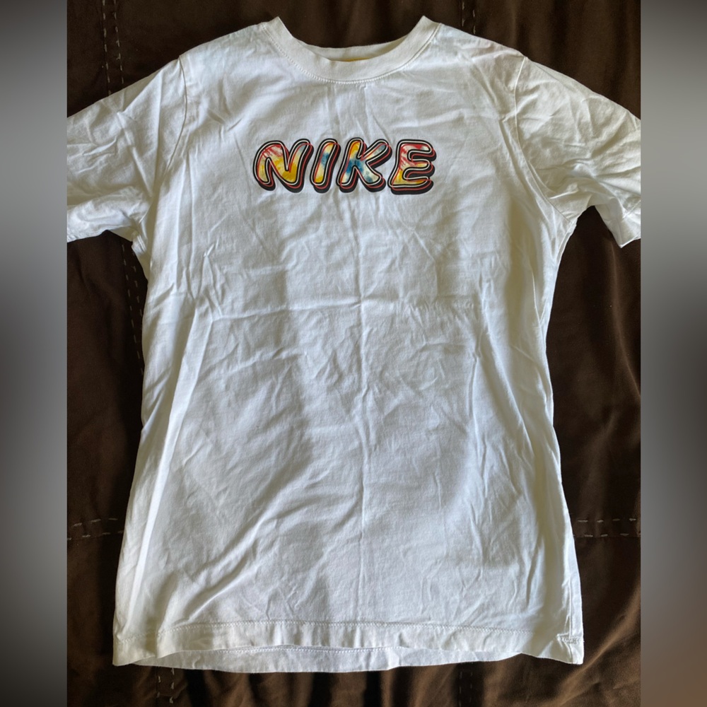 Nike Kids White T-Shirt with Multicolor Logo